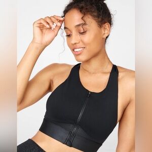 Fabletics Black Zip Up Sports Bra Size Small